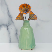 Load image into Gallery viewer, 55 - FLOWER BOUQUET: Faceted Vase with Orange Blooms