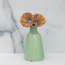 Load image into Gallery viewer, 55 - FLOWER BOUQUET: Faceted Vase with Orange Blooms