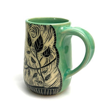 Load image into Gallery viewer, Mug #01 - Woodcut Owl and Celadon