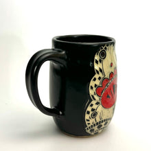 Load image into Gallery viewer, Mug #05 - Birds and Red Flowers with Black Matte Glaze