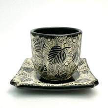 Load image into Gallery viewer, SET - Espresso/Sake Cup and Saucer - #01 - Swirling Leaves (A)