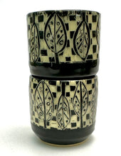 Load image into Gallery viewer, Espresso/Sake Cup Duos - #04 - Leaves and Checker Pattern
