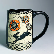 Load image into Gallery viewer, Woodcut Mug - Running Rabbit