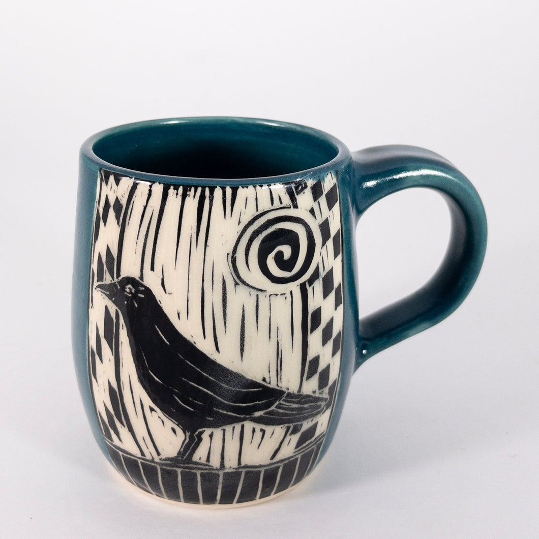 Mug #48 - Crow with Teal Glaze