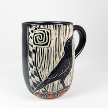 Load image into Gallery viewer, Mug #57 - Sky-Watcher Crow - Black Matte Glaze
