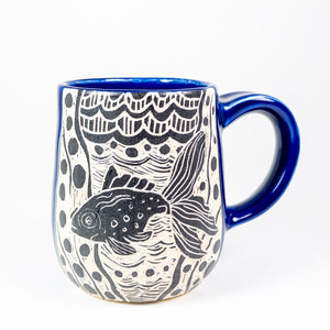 Mug #62 - Go Fish - Cobalt Glaze