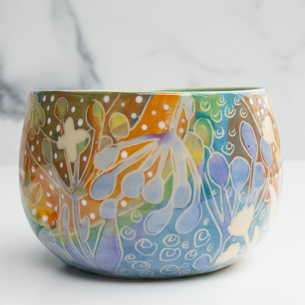 37 - BOWL: Dimple Blooms Bowl