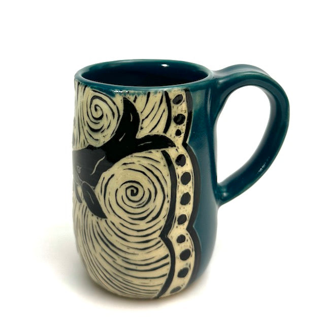 Mug #04 - Swimming Humpbacks and Teal Glaze