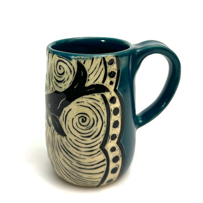 Mug #04 - Swimming Humpbacks and Teal Glaze