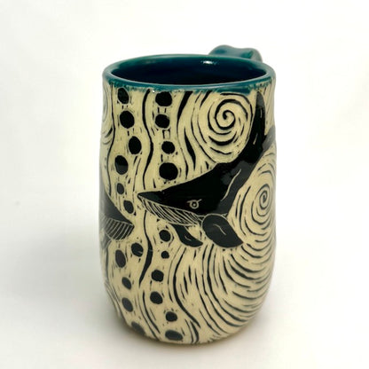 Mug #04 - Swimming Humpbacks and Teal Glaze