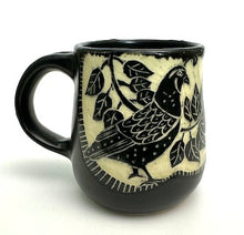 Load image into Gallery viewer, Mug #11 - Woodcut Quail and Black Matte Glaze
