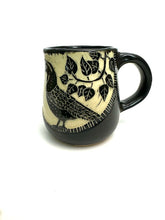 Load image into Gallery viewer, Mug #11 - Woodcut Quail and Black Matte Glaze
