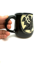 Load image into Gallery viewer, Mug #11 - Woodcut Quail and Black Matte Glaze
