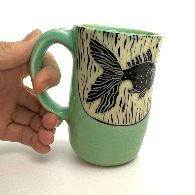 Mug #12 - Fine Fish and Celadon Glaze