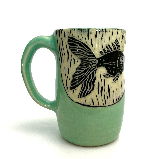 Mug #12 - Fine Fish and Celadon Glaze