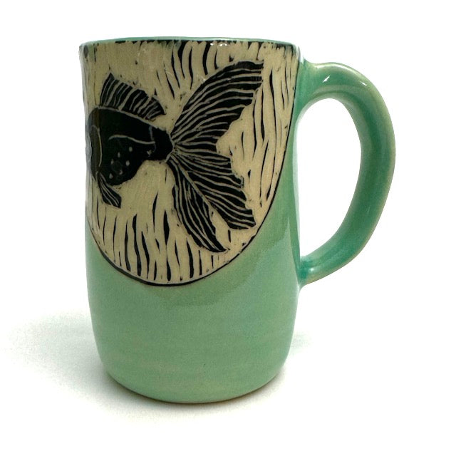 Mug #12 - Fine Fish and Celadon Glaze