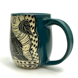 Mug #34 - Owl be Darned - Teal Blue Glaze