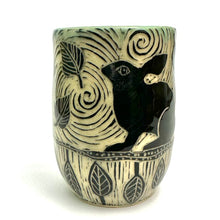 Load image into Gallery viewer, Mug #14 - Woodcut Rabbits and Celadon Glaze
