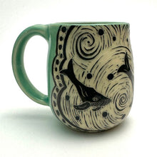 Load image into Gallery viewer, Mug #27 - Whale Trio with Celadon Glaze
