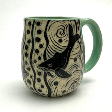 Load image into Gallery viewer, Mug #27 - Whale Trio with Celadon Glaze
