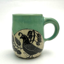 Load image into Gallery viewer, Mug #28 - Quail Love with Celadon Glaze
