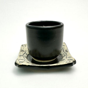 SET - Espresso/Sake Cup and Saucer - #03 -Thistle Duet