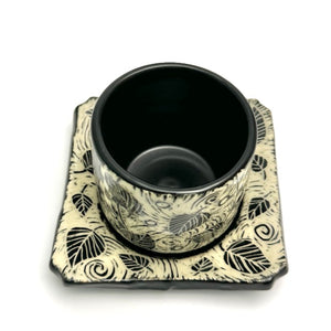 SET - Espresso/Sake Cup and Saucer - #06 - Swirling Leaves (D)