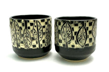 Load image into Gallery viewer, Espresso/Sake Cup Duos - #04 - Leaves and Checker Pattern
