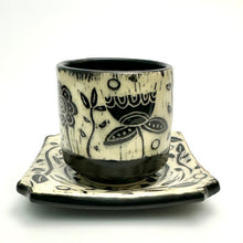 Load image into Gallery viewer, SET - Espresso/Sake Cup and Saucer - #04 - Graphic Garden Surround
