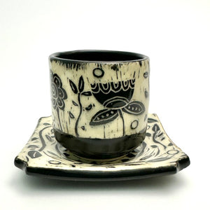 SET - Espresso/Sake Cup and Saucer - #04 - Graphic Garden Surround