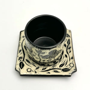 SET - Espresso/Sake Cup and Saucer - #04 - Graphic Garden Surround