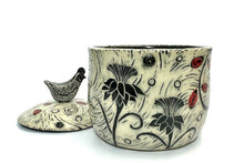 Load image into Gallery viewer, Canister - Quail Top with Thistles and Red/Black Etching
