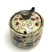 Load image into Gallery viewer, Canister - Quail Top with Thistles and Red/Black Etching
