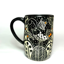 Load image into Gallery viewer, Mug #33 - Winter Night Serenade - Bird and Black Matte Glaze
