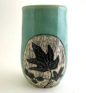 Tumbler- #5 - Sycamore Branch with Seed Cluster - Celadon Glaze