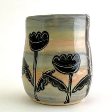 Load image into Gallery viewer, Tumbler- #6 - Woodcut Bird and Flowers with Ombre Background
