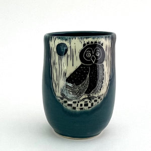 Tumbler- #7 - Royal Owl with Teal Blue Glaze
