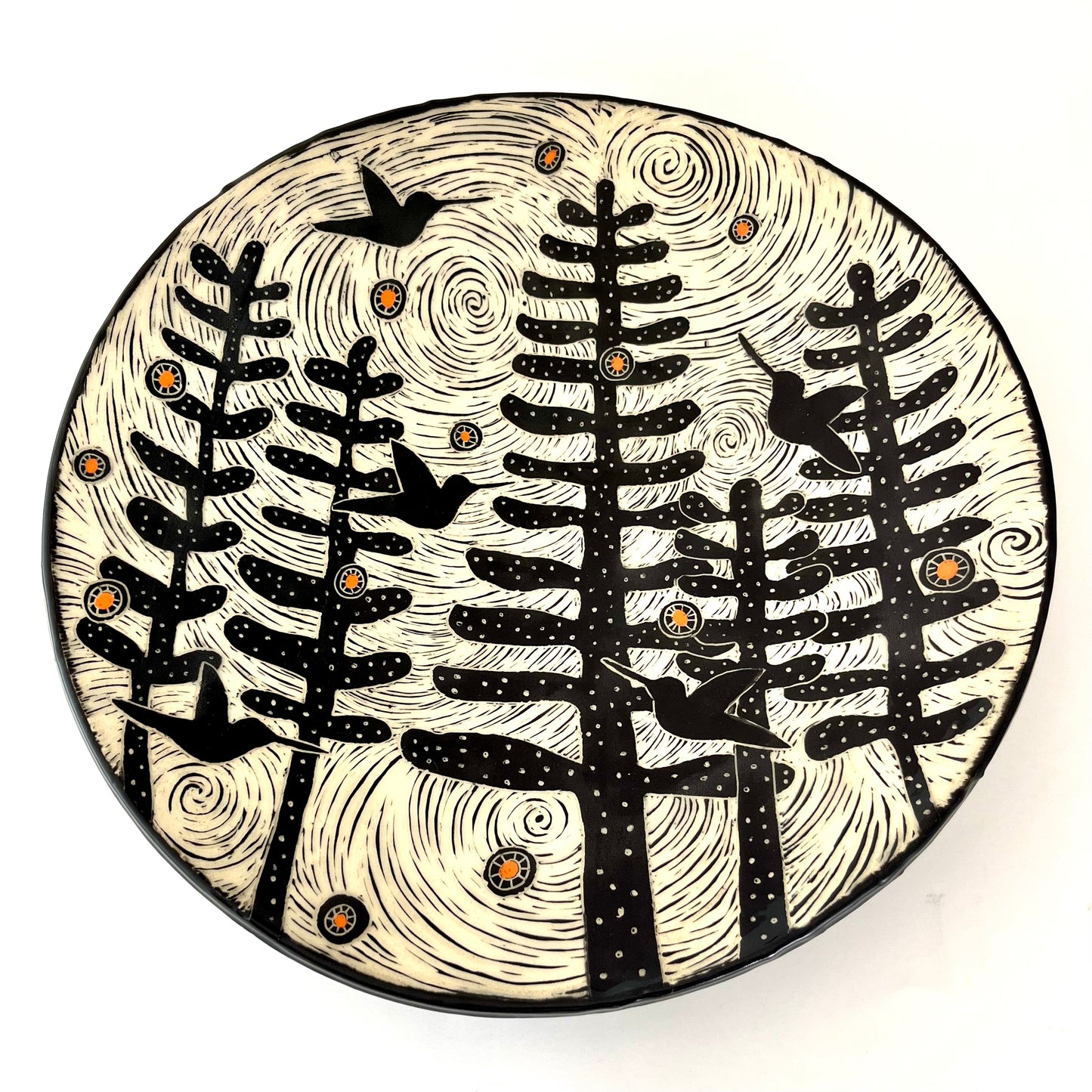 10- Bowl - Hummingbird Trio - Large Centerpiece Bowl