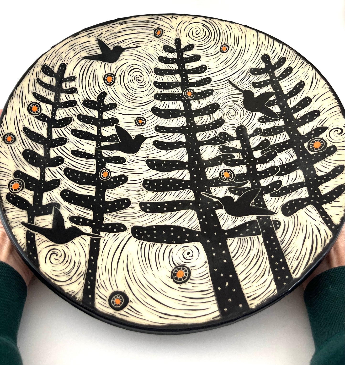 10- Bowl - Hummingbird Trio - Large Centerpiece Bowl