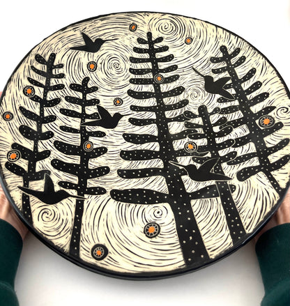 10- Bowl - Hummingbird Trio - Large Centerpiece Bowl