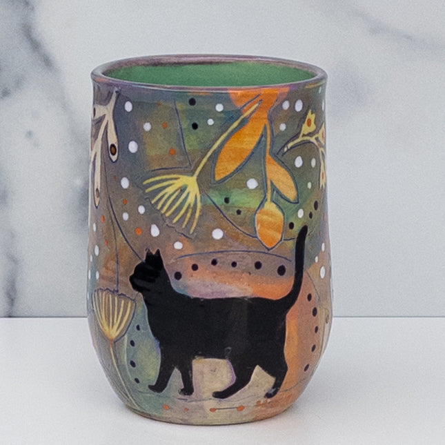 21 - TUMBLER: Fancy Feline in Rainbow Garden