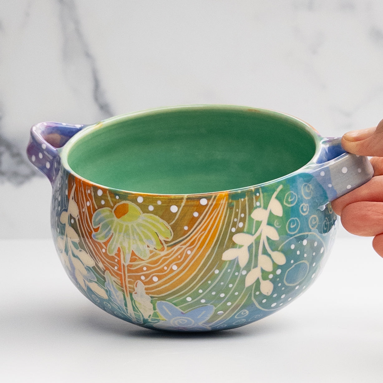28 - BOWL W/HANDLES: Spring Fling 1
