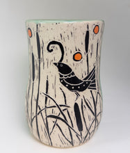 Load image into Gallery viewer, Tumbler #4 - Bird in the Reeds - Celadon Glaze

