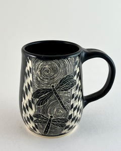 #22- Dragonfly Mug with Black Matte Glaze