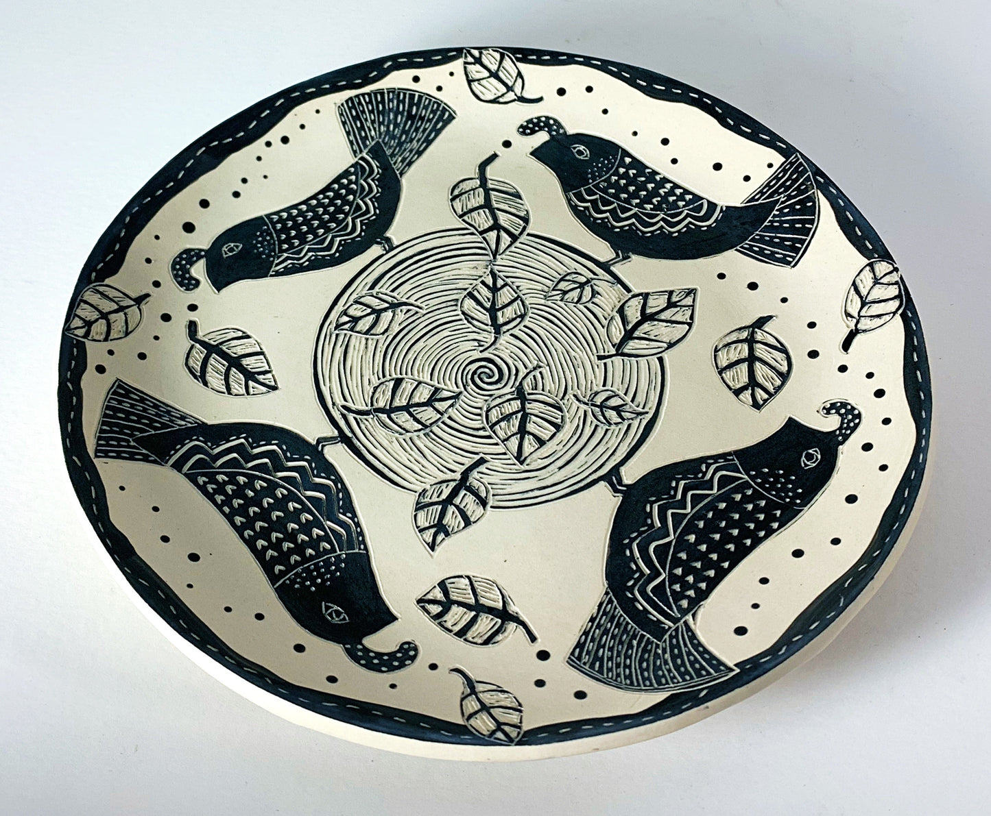 Woodcut Plate - Quail Dance