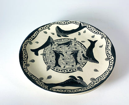 Woodcut Plate - Whale Play!