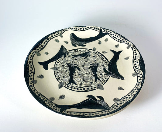 Woodcut Plate - Whale Play!