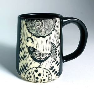 Woodcut Mug - Fancy Morning Bird