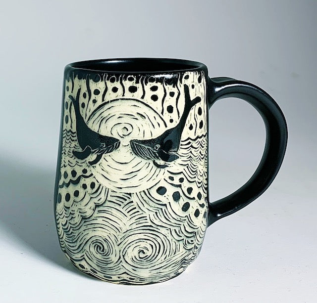 Woodcut Mug - Whale Duet
