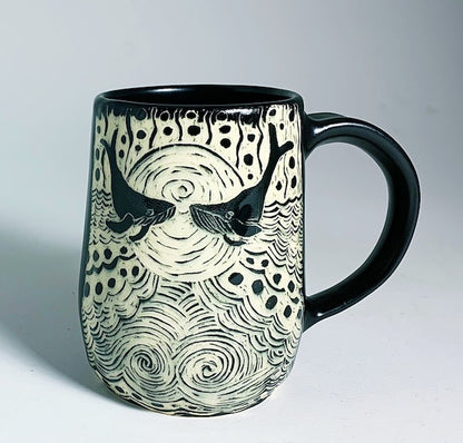 Woodcut Mug - Whale Duet